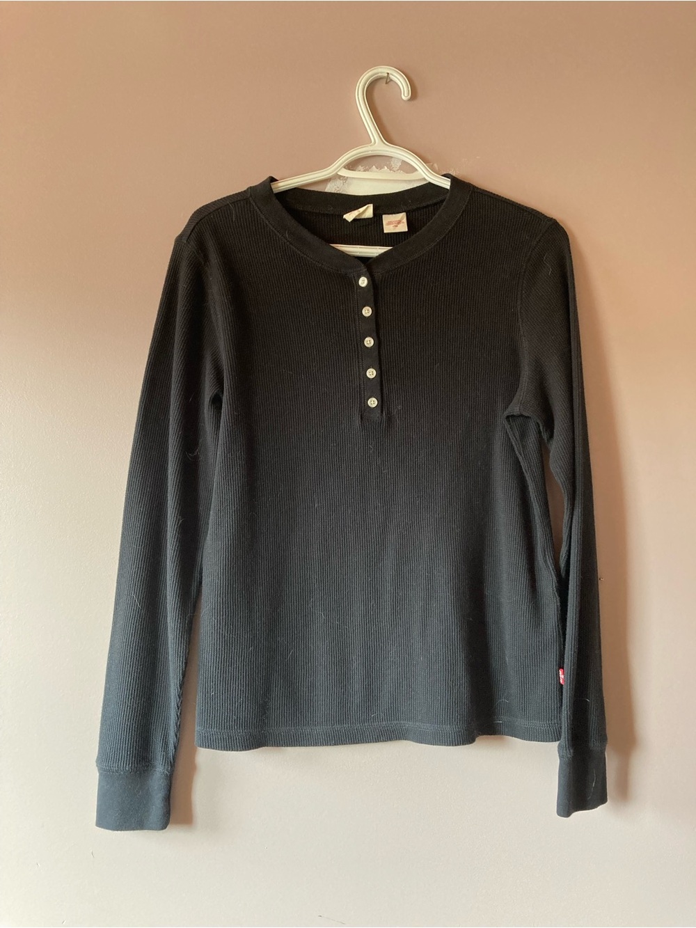 Levi's Black Ribbed Henley Long-Sleeve Sweater